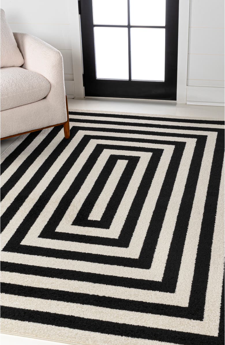 JONATHAN Y Bandol Modern Classic Mitre Stripe Area Rug, Alternate, color, Black/Ivory