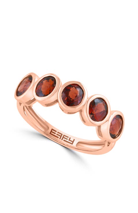 14K Rose Gold Garnet Bubble Ring