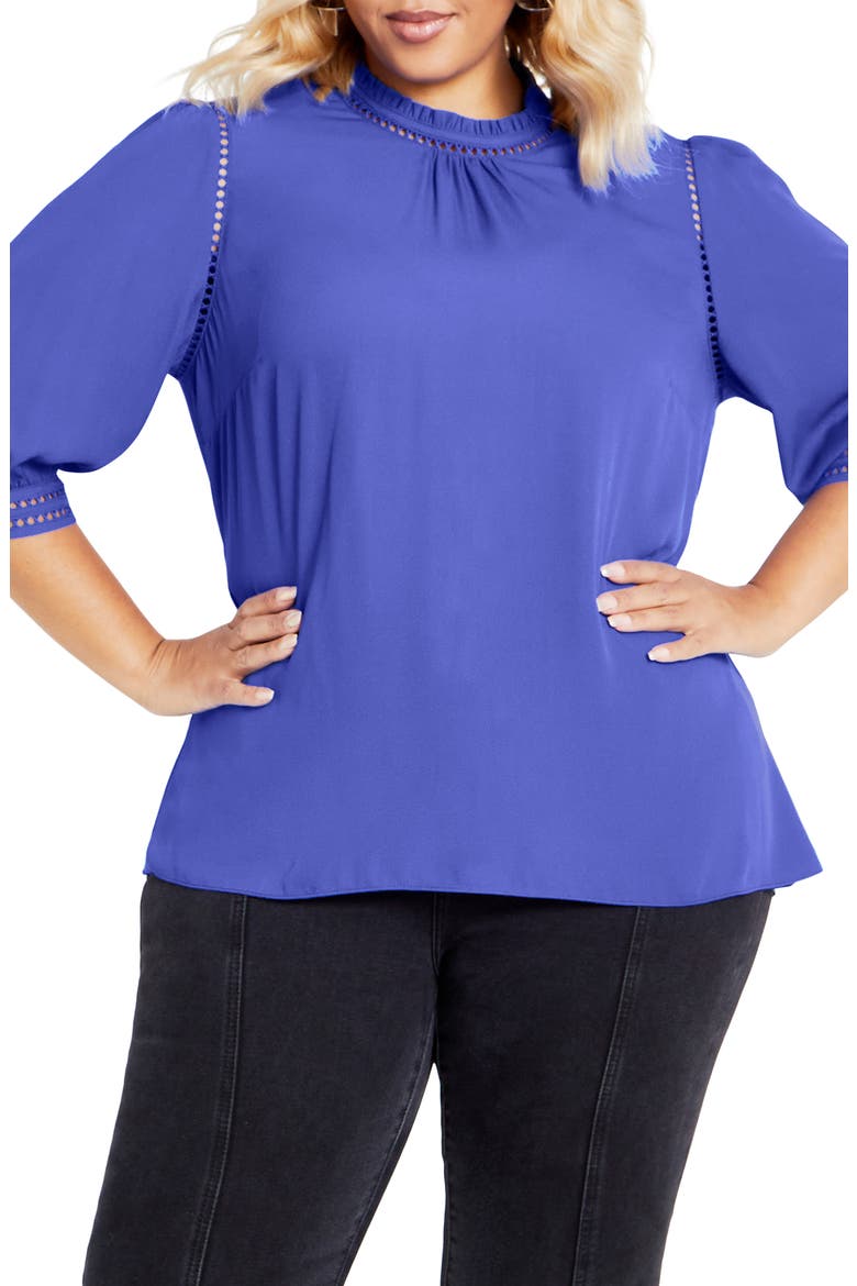 Kiss Me Quick Ruffle Neck Top, Main, color, DAZZLING BLUE