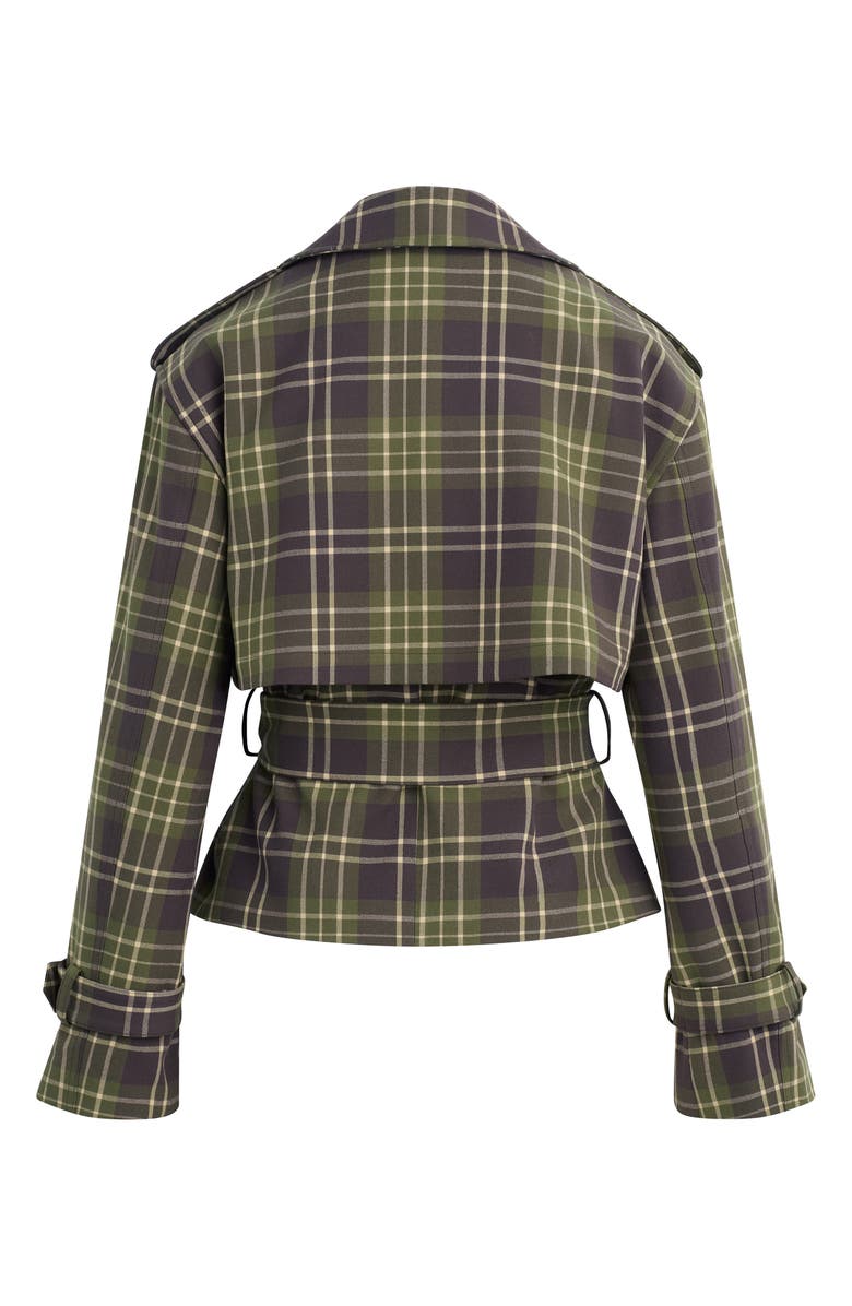 Favorite Daughter The Cropped Charles Plaid Trench Coat, Alternate, color, Countryside Plaid