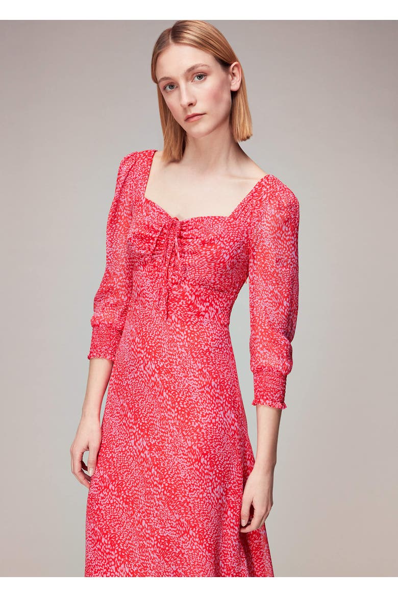 Diagonal Leopard Midi Dress, Alternate, color, Pink/Multi