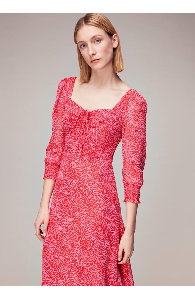 Whistles Diagonal Leopard Midi Dress, Alternate, color, Pink/Multi