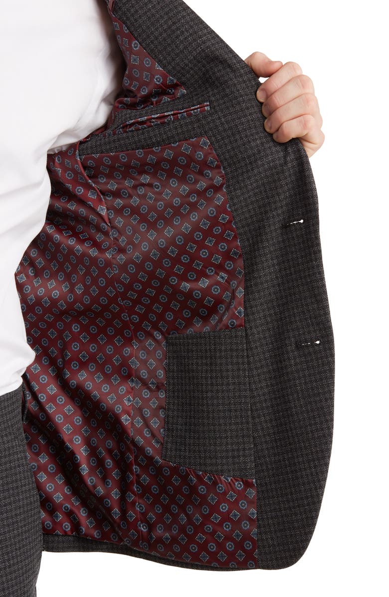 SAVILE ROW CO Gray Check Notch Lapel Two-Piece Suit Set, Alternate, color, Grey