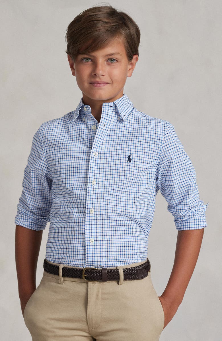 Polo Ralph Lauren Kids' Tattersall Cotton Button-Down Shirt, Alternate, color, Blue Multi