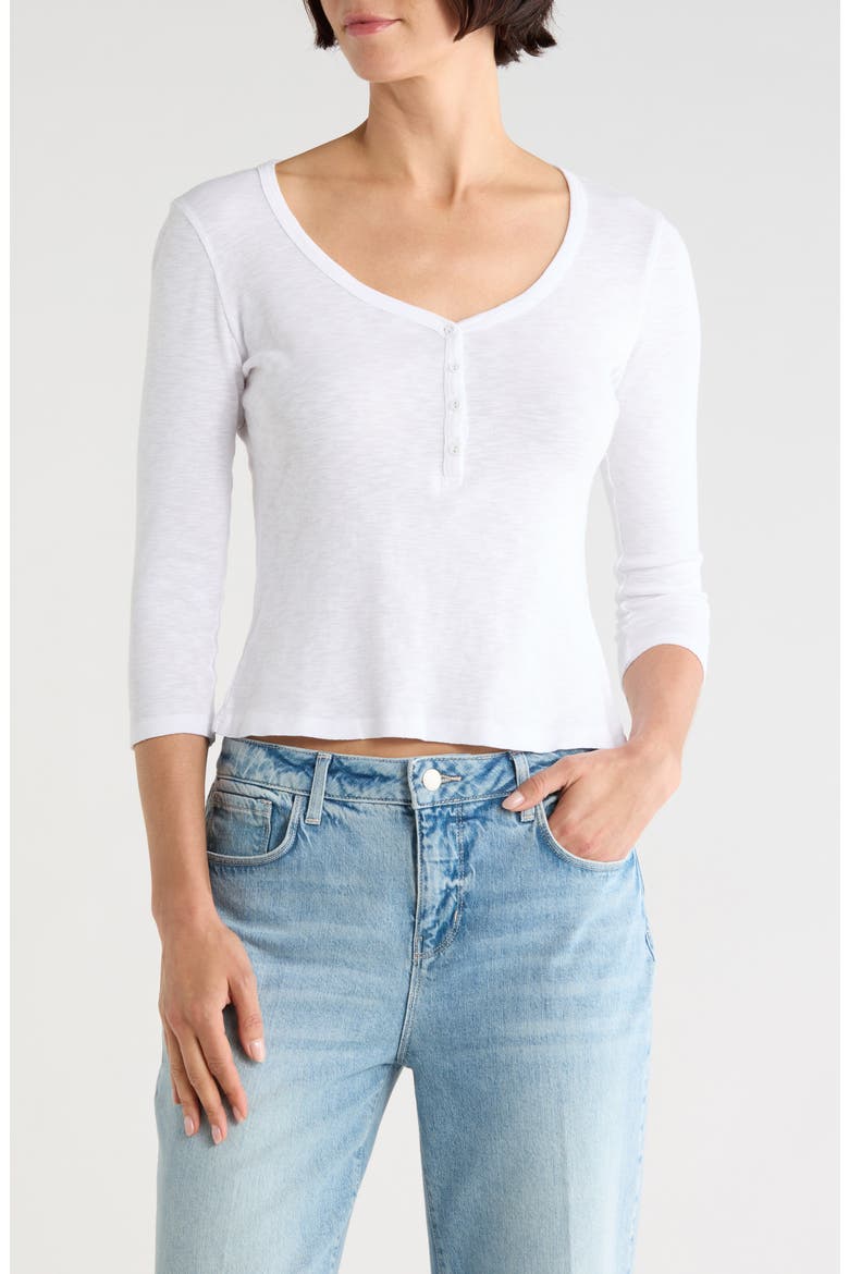 Rowena 3/4 Sleeve Henley Top, Main, color, WHITE