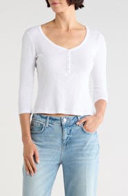 L'AGENCE Rowena 3/4 Sleeve Henley Top