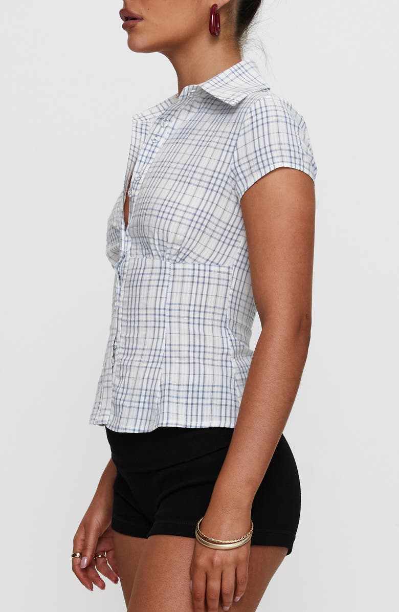 Princess Polly Check Short Sleeve Shirt, Alternate, color, Blue Check
