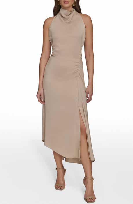 Donna Karan New York Satin Cowl Neck Midi Dress