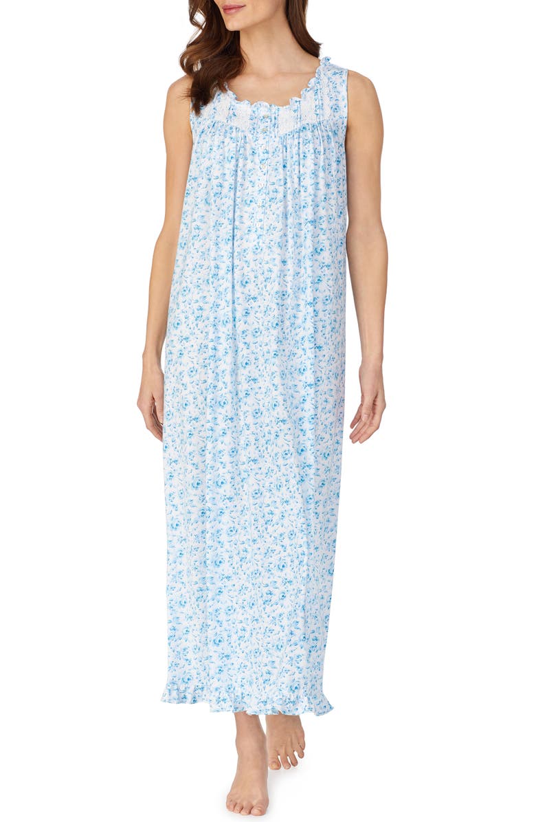 Eileen West Lace Trim Rose Print Ballet Nightgown, Main, color, 