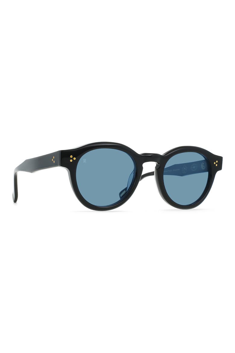 Zelti 49mm Small Round Sunglasses, Alternate, color, RECYCLED BLACK/ BLUE
