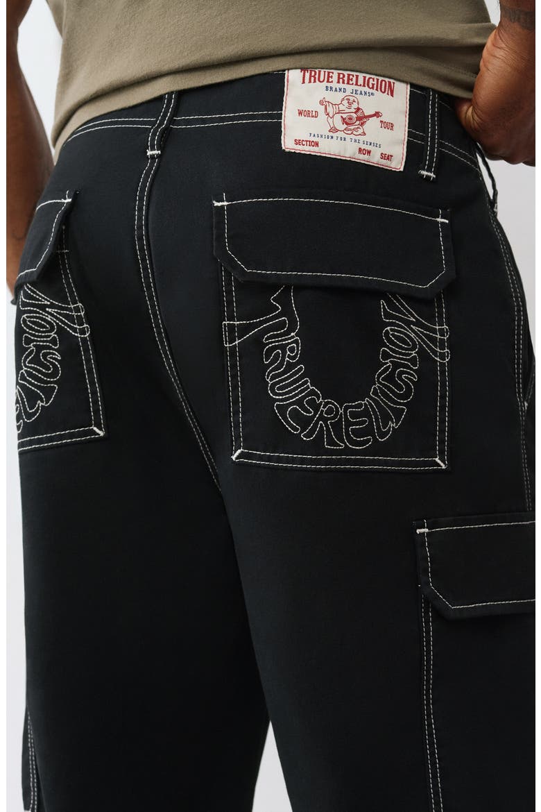 Straight Leg Contrast Stitch Cargo Pants, Alternate, color, JET BLACK