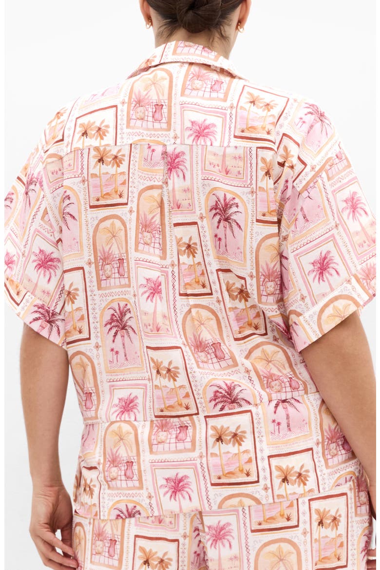 Postcard Print Tie Front Top, Alternate, color, POSTCARD SOIREE