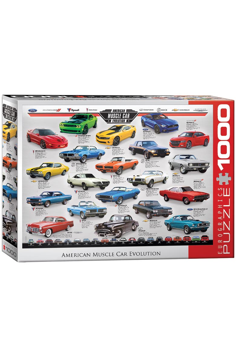 Muscle Car Evolution Chart Puzzle, 1000 Pieces, Main, color, Multicolored
