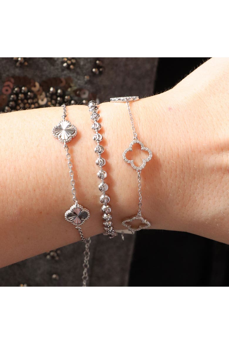 Fluted Clover Trio Bracelet, Alternate, color, Sterling Silver