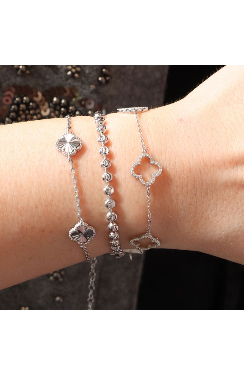 The Lovery Fine Jewelry Fluted Clover Trio Bracelet, Alternate, color, Sterling Silver