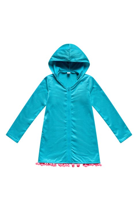 Kids' Pom Trim Hooded Cover-Up Tunic (Little Kid)