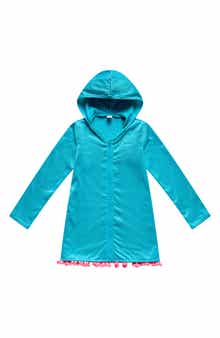 Kids' Pom Trim Hooded Cover-Up Tunic