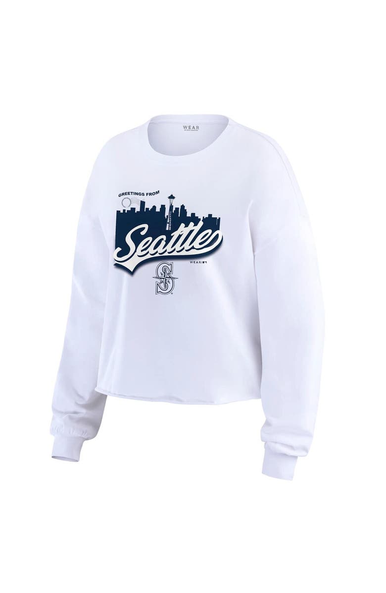 WEAR by Erin Andrews Women's WEAR by Erin Andrews White Seattle Mariners Domestic Postcard Long Sleeve T-Shirt, Alternate, color,