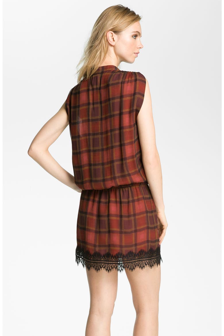 Plaid Drop Waist Dress, Alternate, color, ROSEWOOD MULTI