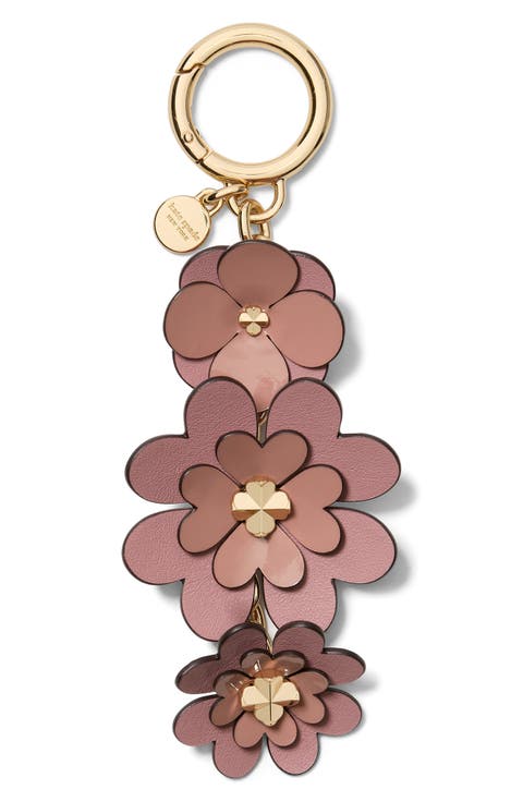 charming mixed media spade leather key fob