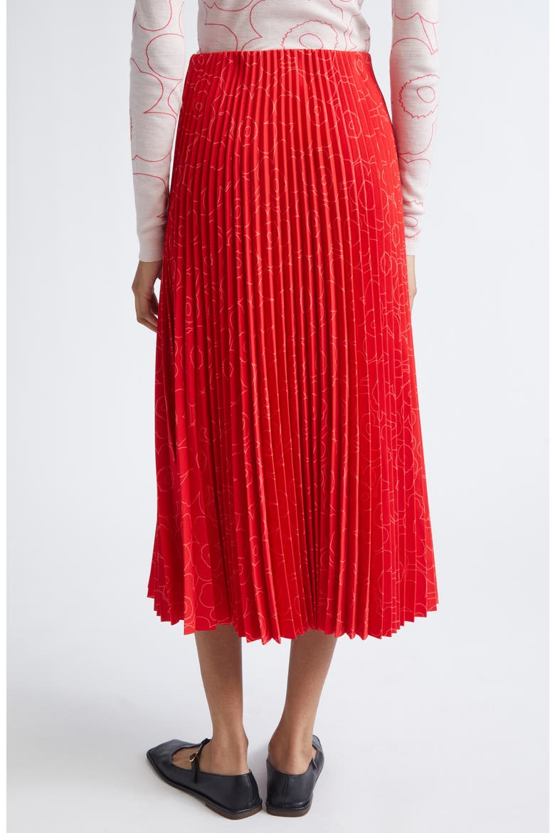 Myy Piirto Unikko Floral Pleated Midi Skirt, Alternate, color, RED BRIGHT RED