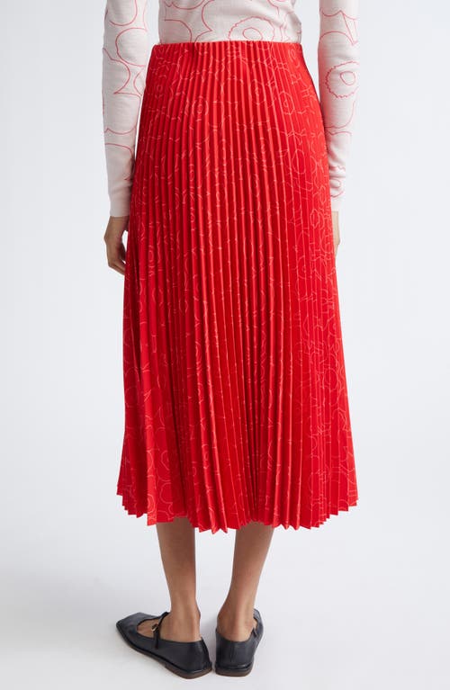 Marimekko Myy Piirto Unikko Floral Pleated Midi Skirt In Red