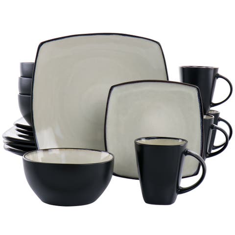 16 Piece Square Stoneware Dinnerware Set