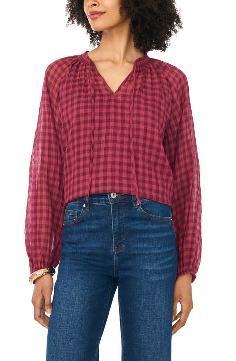 Tie Neck Shirred Top