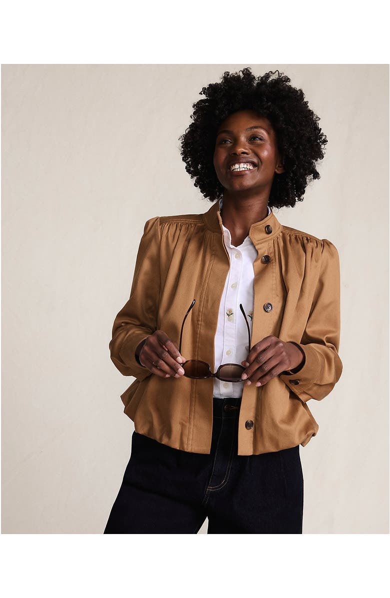 Lands' End Drapey Twill Bubble Hem Jacket, Alternate, color, Canyon Camel