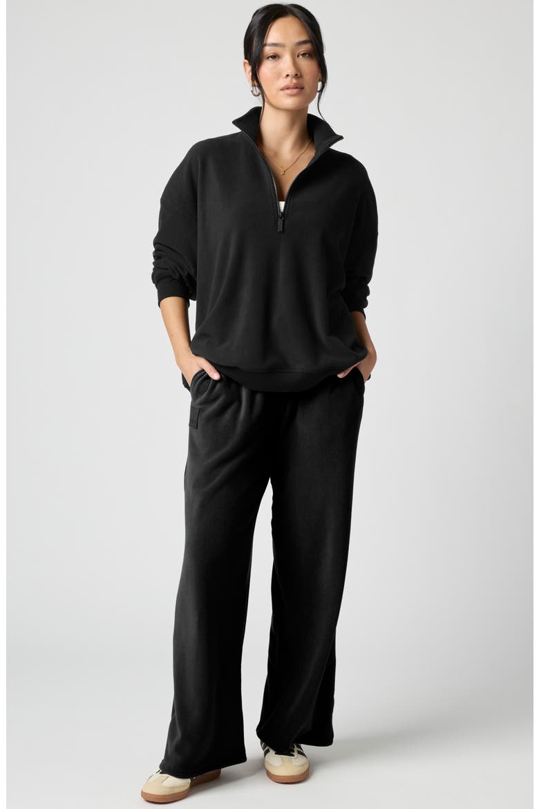 Polar Fleece Quarter Zip Sweatshirt, Alternate, color, BLACK