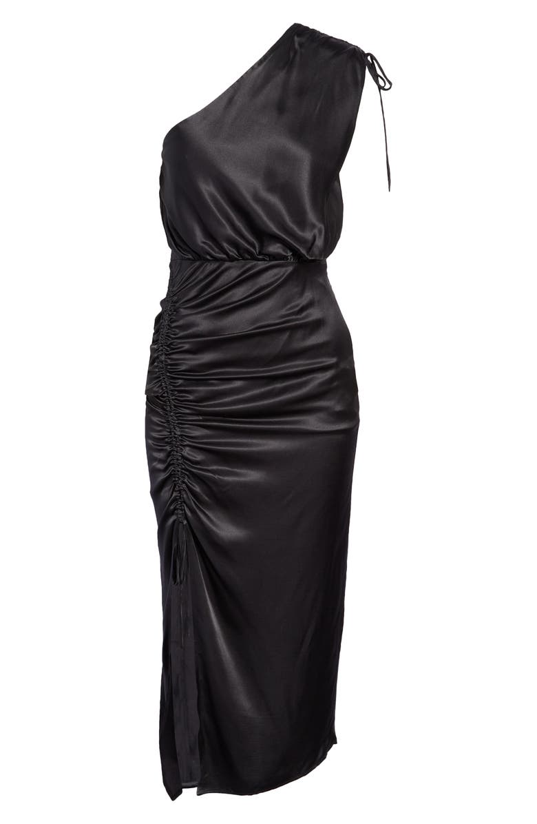 AllSaints Laura Shimmer One-Shoulder Ruched Dress, Alternate, color,