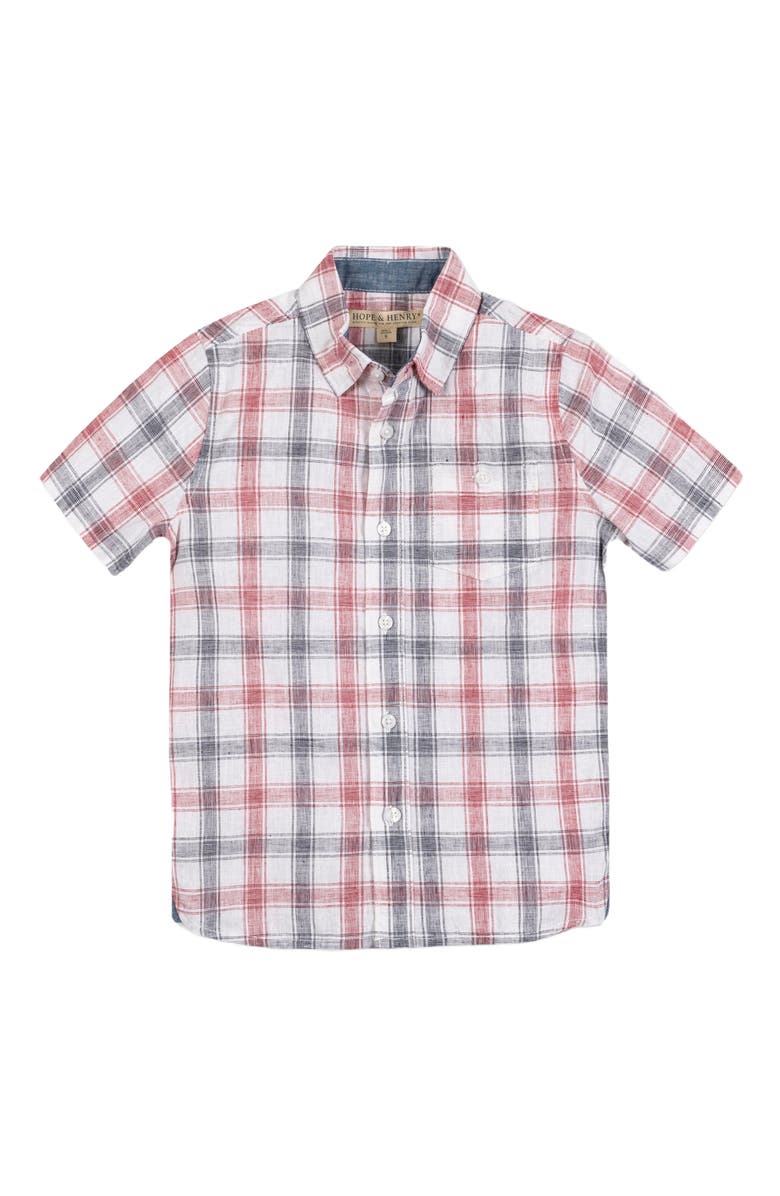 Hope & Henry Boys' Linen Short Sleeve Shirt with Side Vent, Kids, Alternate, color, 