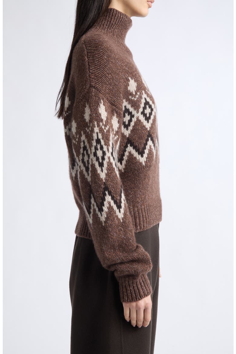 Gudrun Fair Isle Cashmere Sweater, Alternate, color, DARK COCOA/ SAND