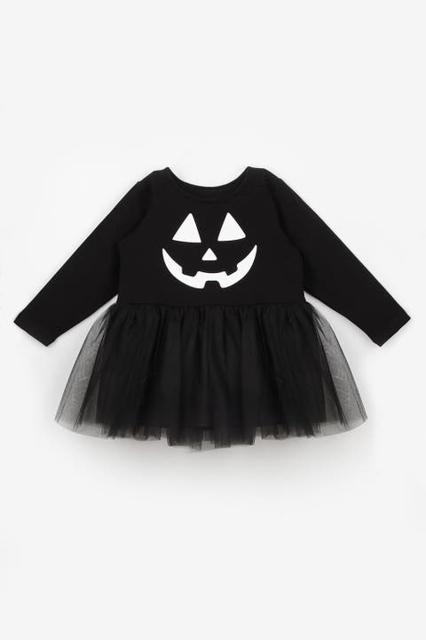 Sandra Girls’ Pumpkin Print Tulle Halloween Dress