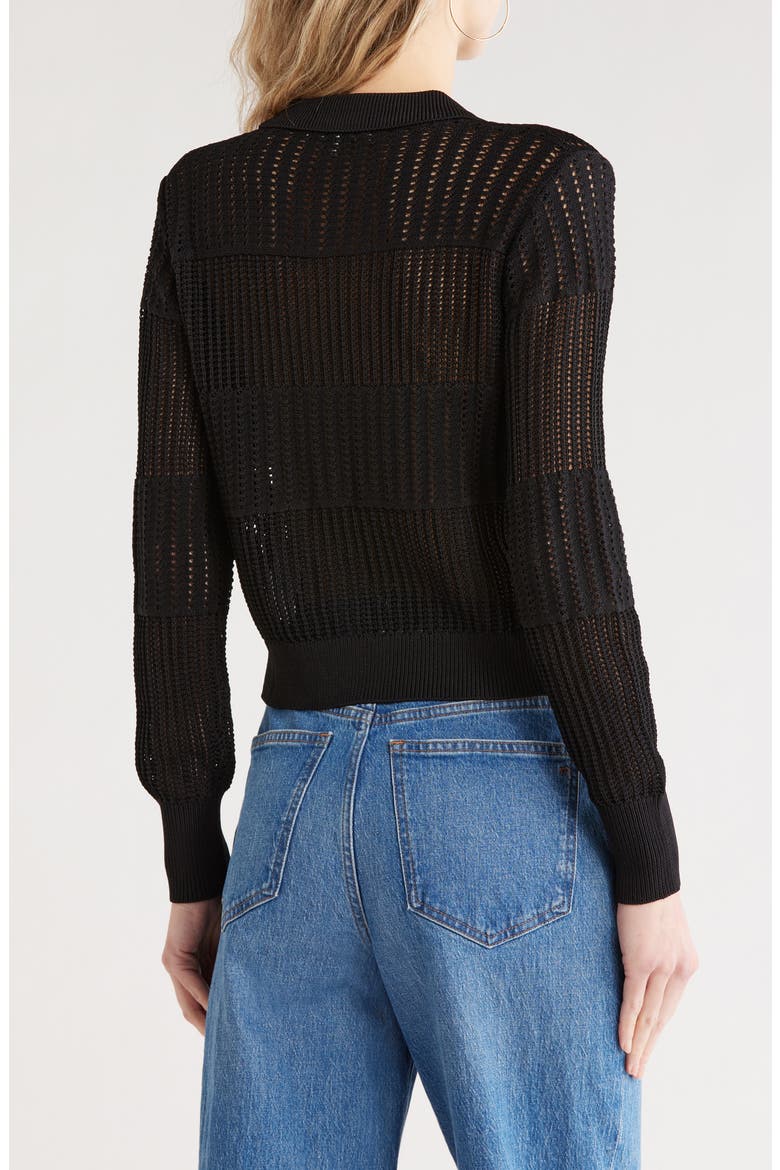 Shrunken Crochet Cardigan, Alternate, color, BLACK