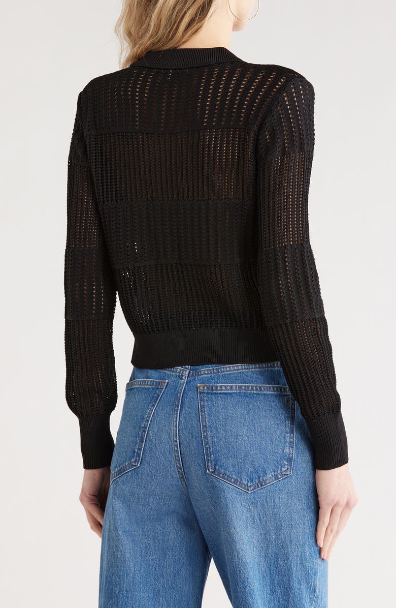 FRAME Shrunken Crochet Cardigan, Alternate, color, Black