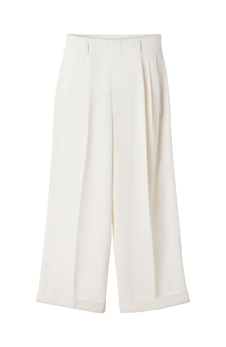 Lanvin Wide-Leg Wool Pants, Main, color, Ecru