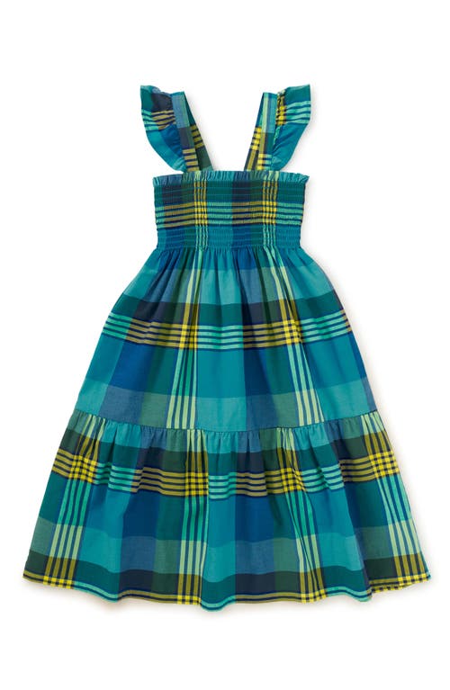Tea Collection Smocked Flutter Sleeve Dress In Amazonian Plaid