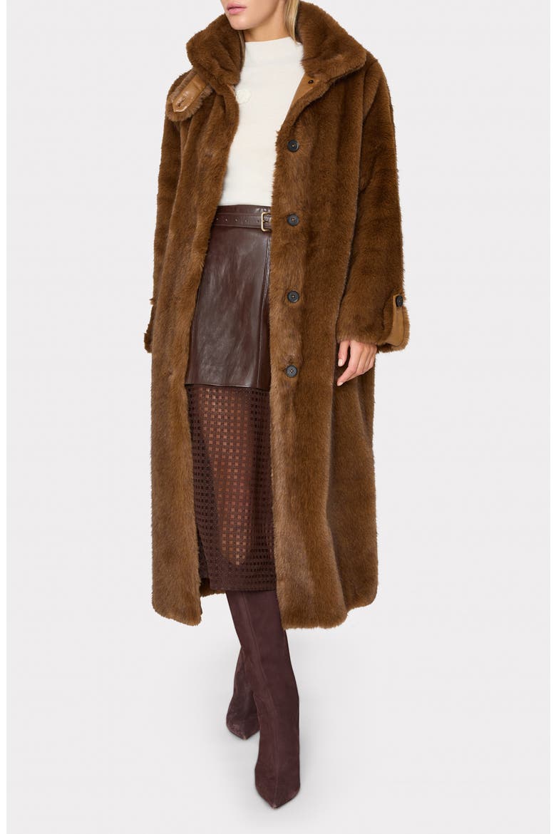 Gia Faux Fur Coat, Main, color, CAMEL