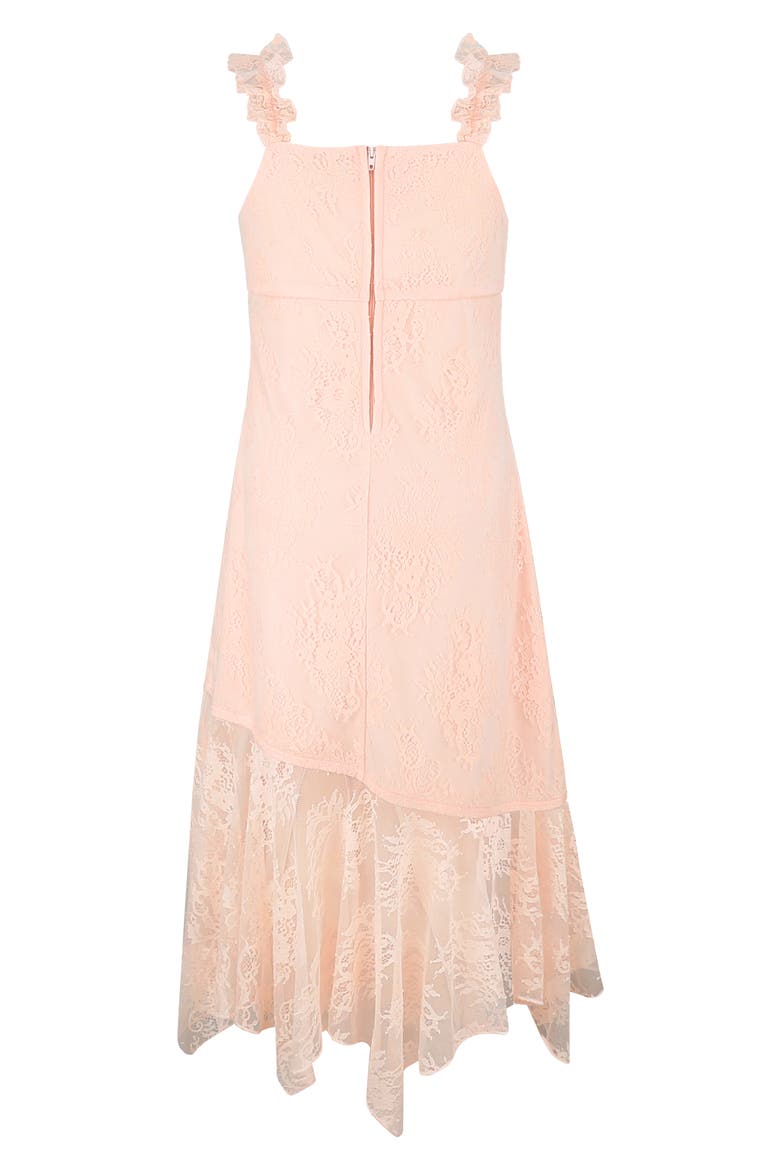 Kids' Stretch Lace Asymmetric Flounce Party Dress, Alternate, color, BLUSH