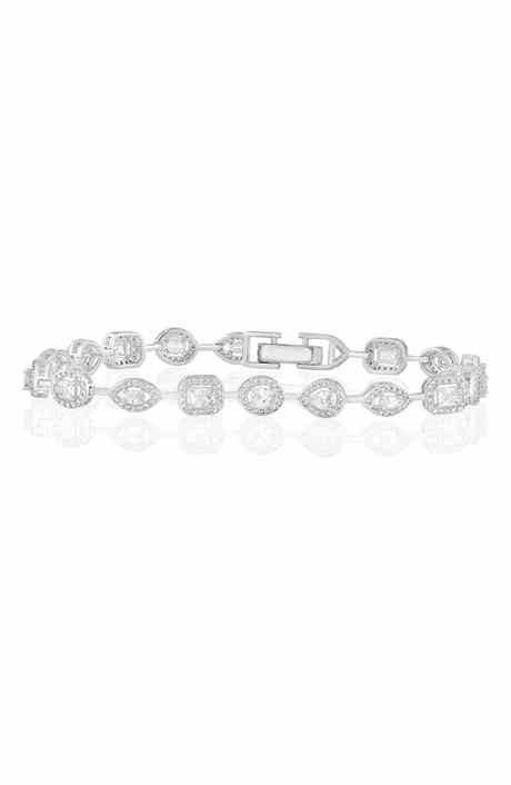 Multi-Shaped Halo Cubic Zirconia Bracelet