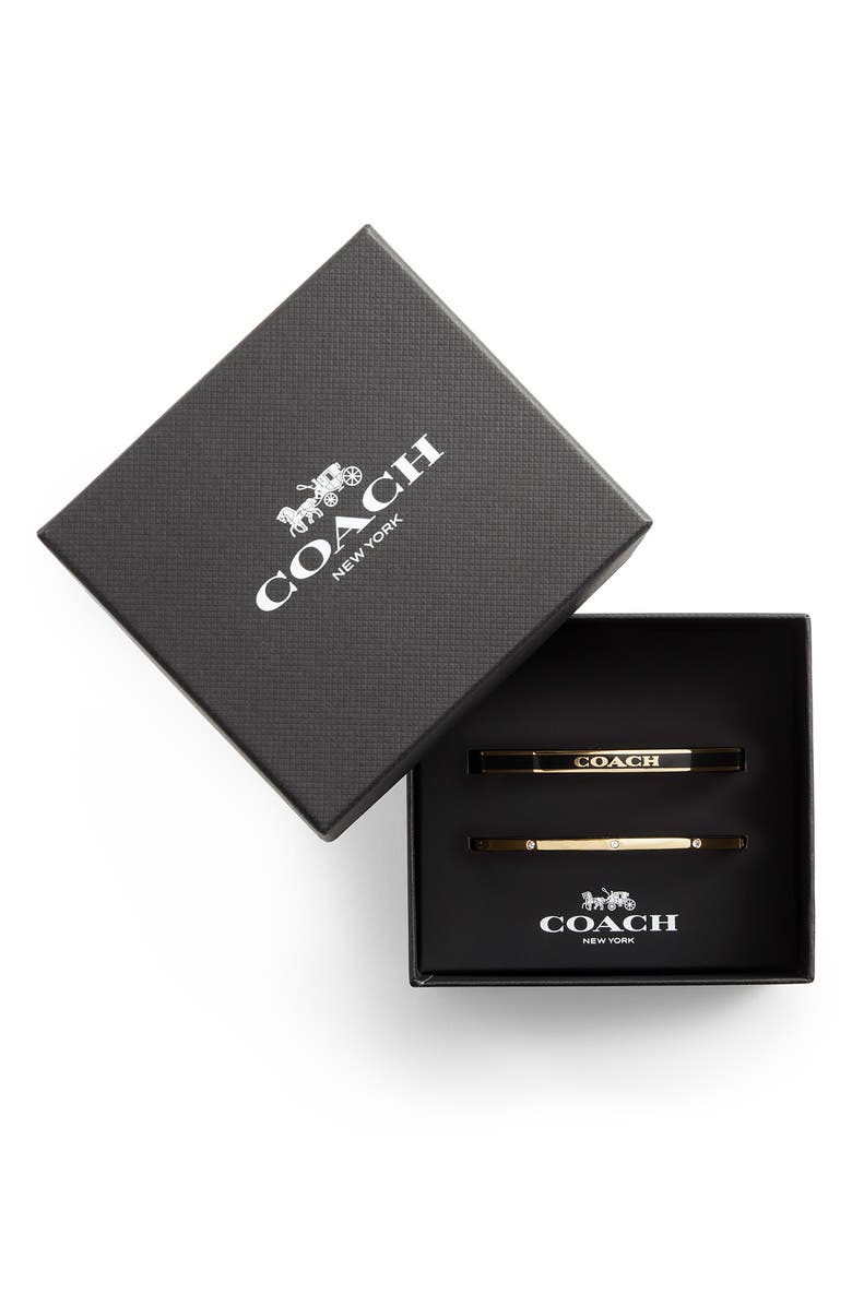 COACH Set of Two Bangles, Alternate, color, Black/ Gold