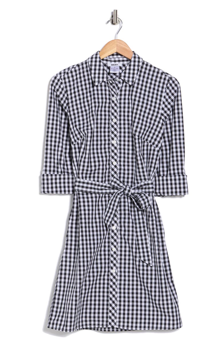 DKNY Belted Shirtdress, Alternate, color, Black/ Brig
