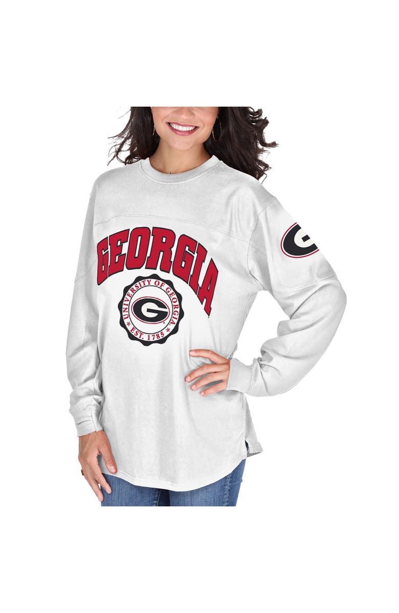 PRESSBOX Women's White Georgia Bulldogs Edith Long Sleeve T-Shirt, Main, color,