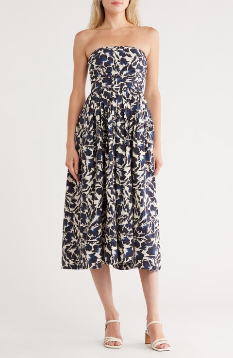 Tate Strapless Ruched Fit & Flare Dress