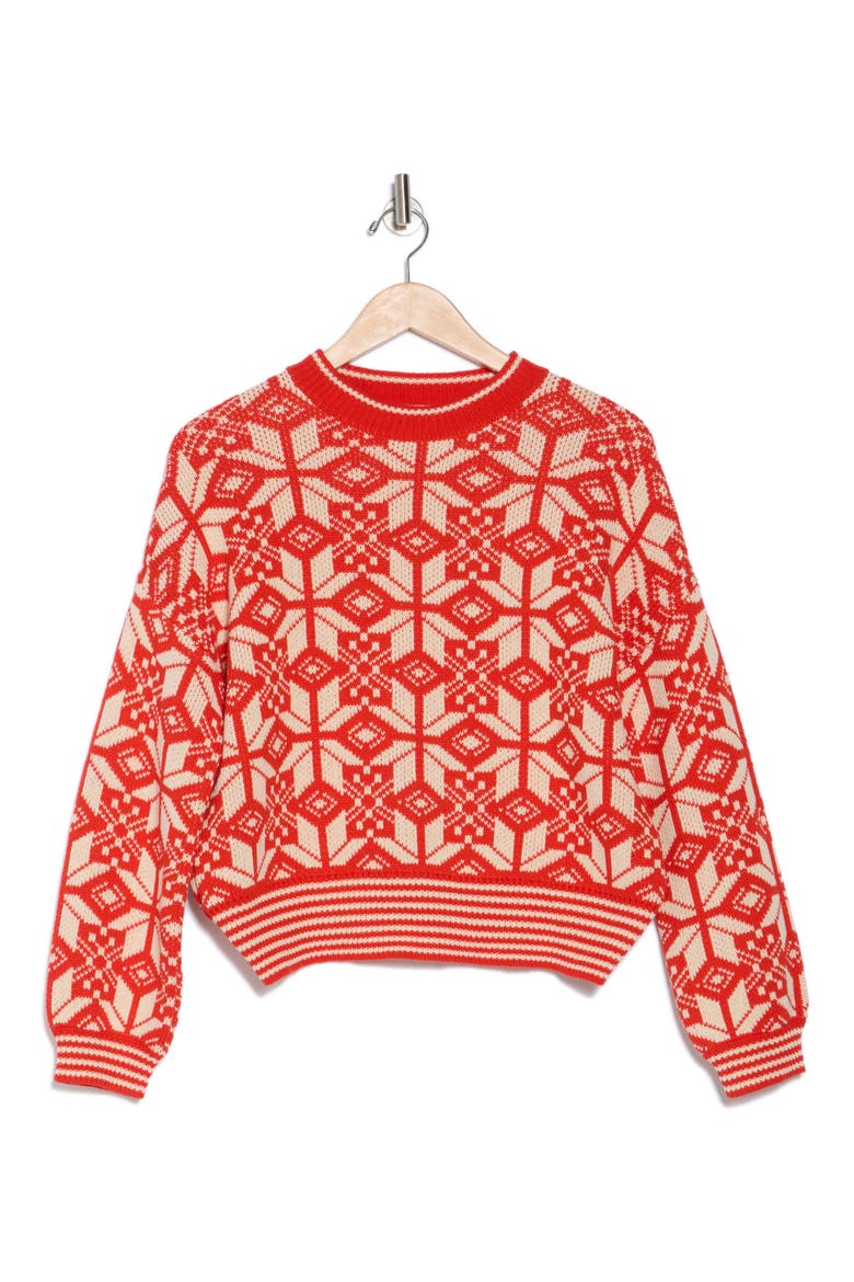The Snowflake Pullover Sweater, Alternate, color, ALPINE SPICE