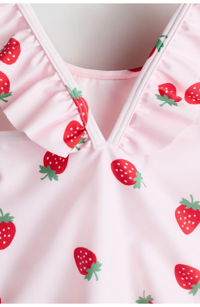 H&M Frill-trimmed Swimsuit, Alternate, color, Light Pink/Strawberries