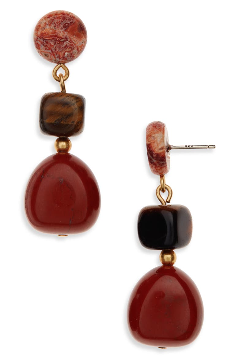 Stacked Stones Statement Earrings, Main, color, BLACK LEOPARD MULTI
