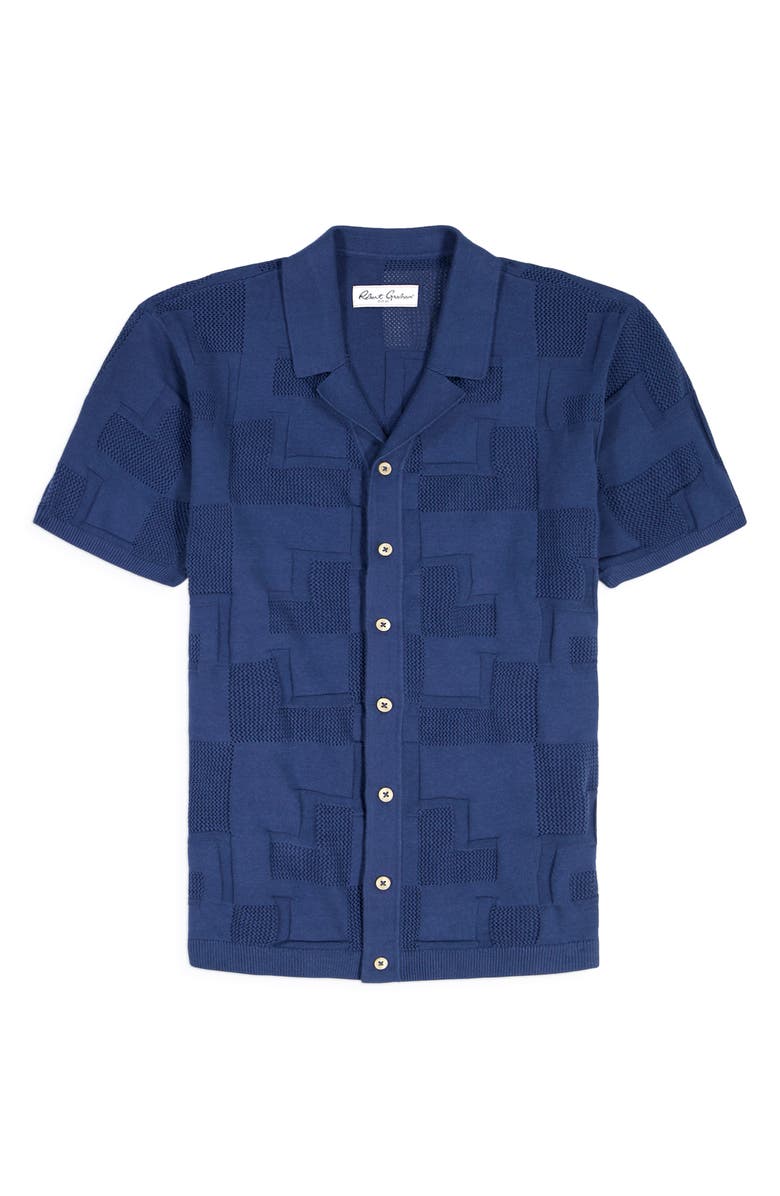 Robert Graham Drayford Short Sleeve Sweater, Alternate, color, Navy