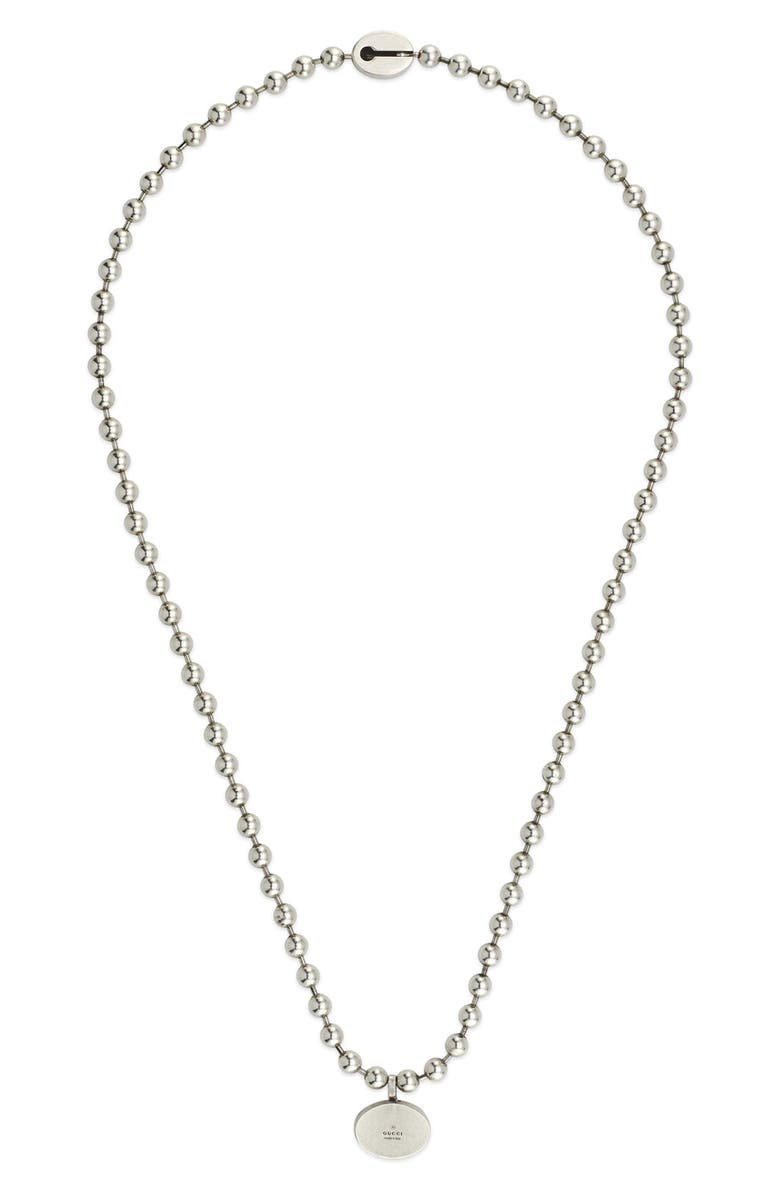 Gucci Interlocking-G Pendant Boule Necklace, Alternate, color, Sterling Silver